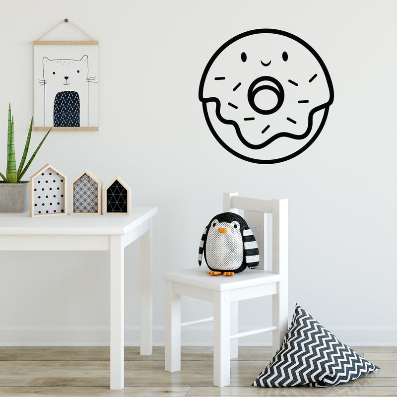 Vinyl Wall Art Decal - Happy Donut - 22" x 22" - Trendy Modern Caffeine Quote Sticker For Coffee Lovers Coffee Shop Restaurant Store Home Kitchen Office kitchenette Decor 3