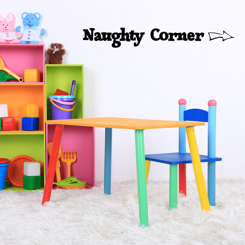 Vinyl Wall Art Decal - Naughty Corner with Arrow - 4" x 30" - Modern Cute Funny Quote Sticker Design For Children Home Teen Bedroom Kids Room Playroom Store Decor 3