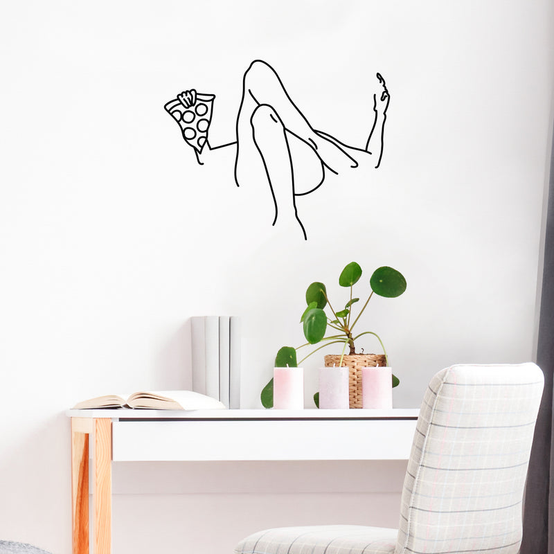 Vinyl Wall Art Decal - Sexy Pizza Silhouette - 22" x 28" - Trendy Urban Modern Feminine Body Cute Inspirational Quote Sticker For Dining Room Restaurant Office Kitchen Coffee Shop Store Decor 2