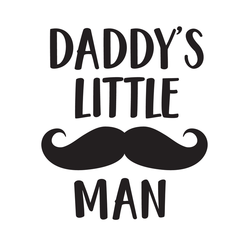 Vinyl Wall Art Decal - Daddy's Little Man - 25" x 22" - Modern Inspirational Cute Quote Sweet Father Son Boys Mustache Shape Sticker For Home Nursery Kids Room Baby Bedroom Playroom Classroom Decor 1