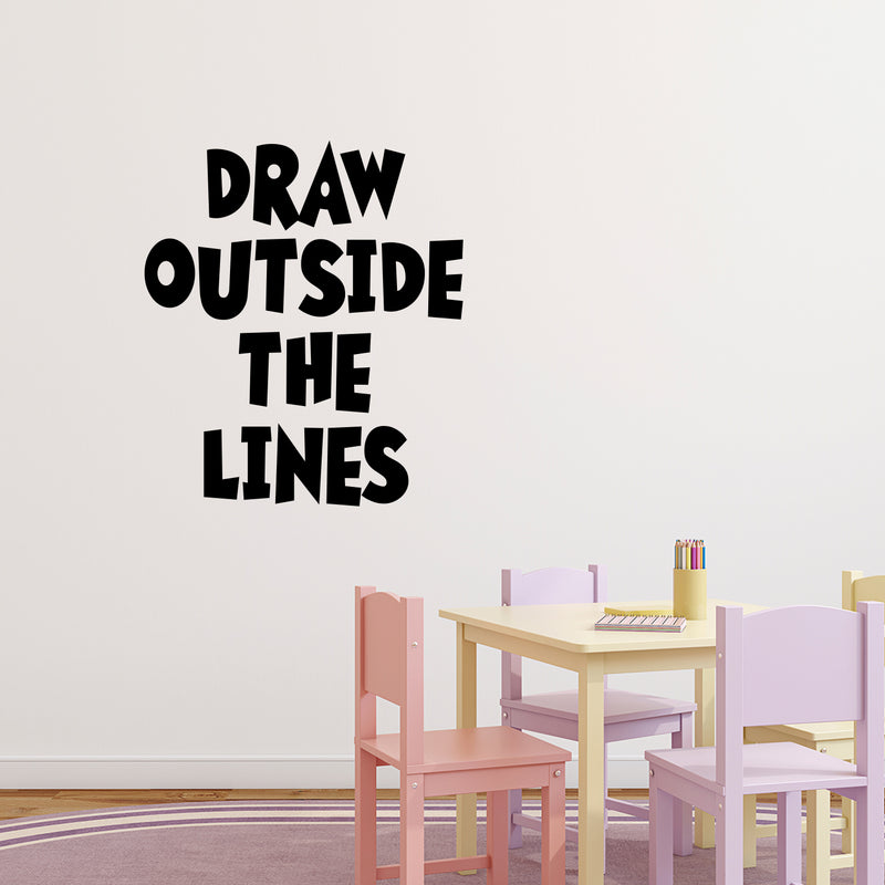 Vinyl Wall Art Decal - Draw Outside The Lines - 23" x 20" - Modern Inspirational Optimism Quote Sticker For Bedroom Kids Room Playroom Work Office School Classroom Decor 3