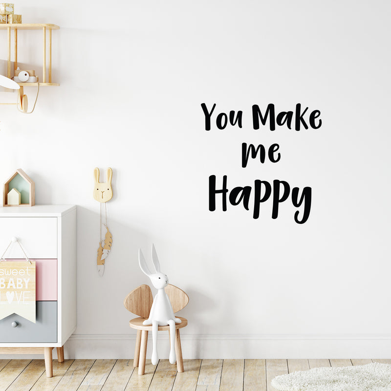 Vinyl Wall Art Decal - You Make Me Happy - Modern Inspirational Cute Happiness Quote Sticker For Couple Home Office Kids Room Bedroom Living Room Decor 5