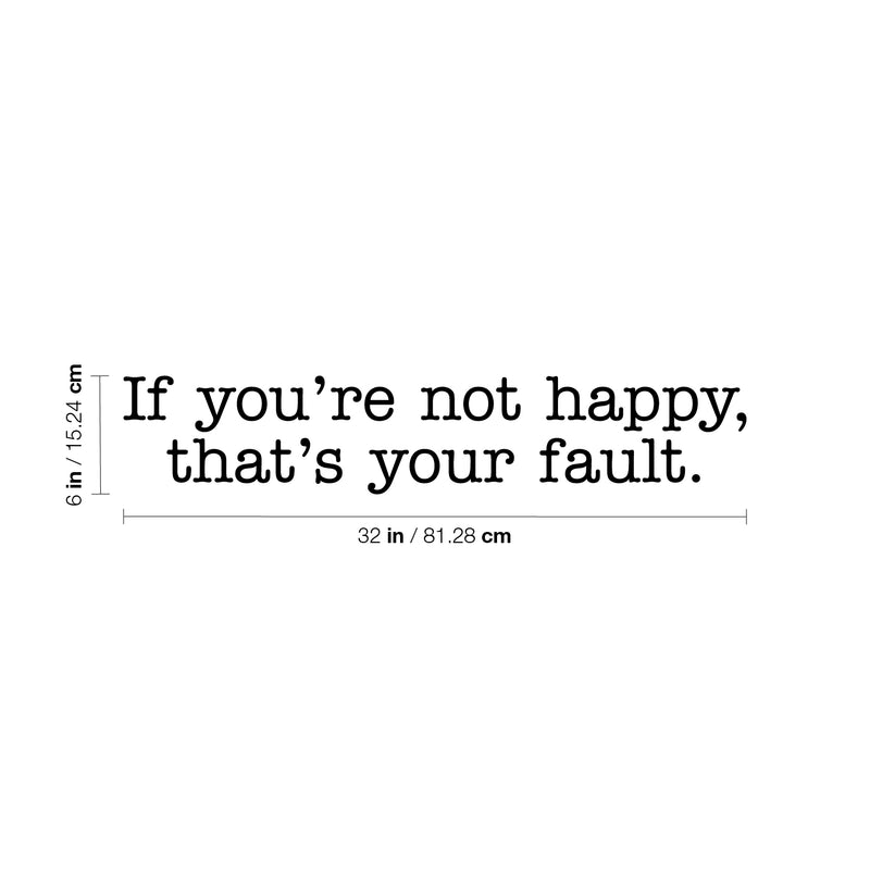 Vinyl Wall Art Decal - If You're Not Happy That's Your Fault - 6" x 32" - Modern Inspirational Minimal Mindset Quote Sticker For Home Bedroom Work Office Living Room Decor 4