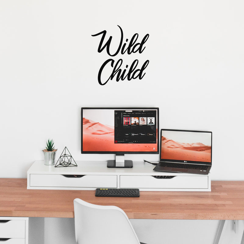 Vinyl Wall Art Decal - Wild Child - 24" x 23" - Modern Cute Motivational Quote Sticker For Home Teen Bedroom Kids Room Living Room Playroom Store Decor 2