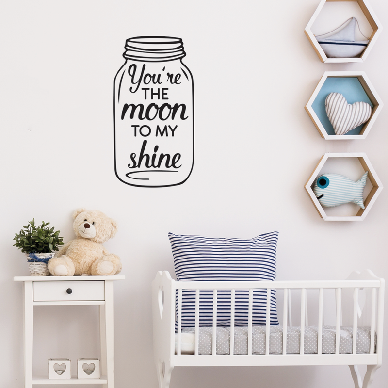 Vinyl Wall Art Decal - You're The Moon To My Shine - 28" x 15" - Sweet Modern Cute Moms Love Quote Sticker For Nursery Kids Room Baby Bedroom Playroom Classroom Decor 3