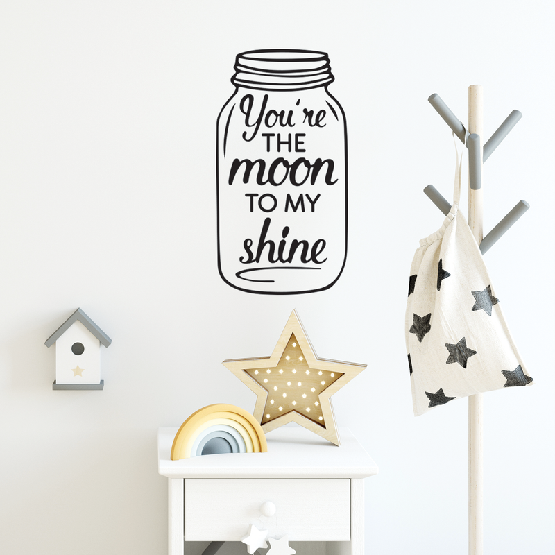 Vinyl Wall Art Decal - You're The Moon To My Shine - 28" x 15" - Sweet Modern Cute Moms Love Quote Sticker For Nursery Kids Room Baby Bedroom Playroom Classroom Decor 2