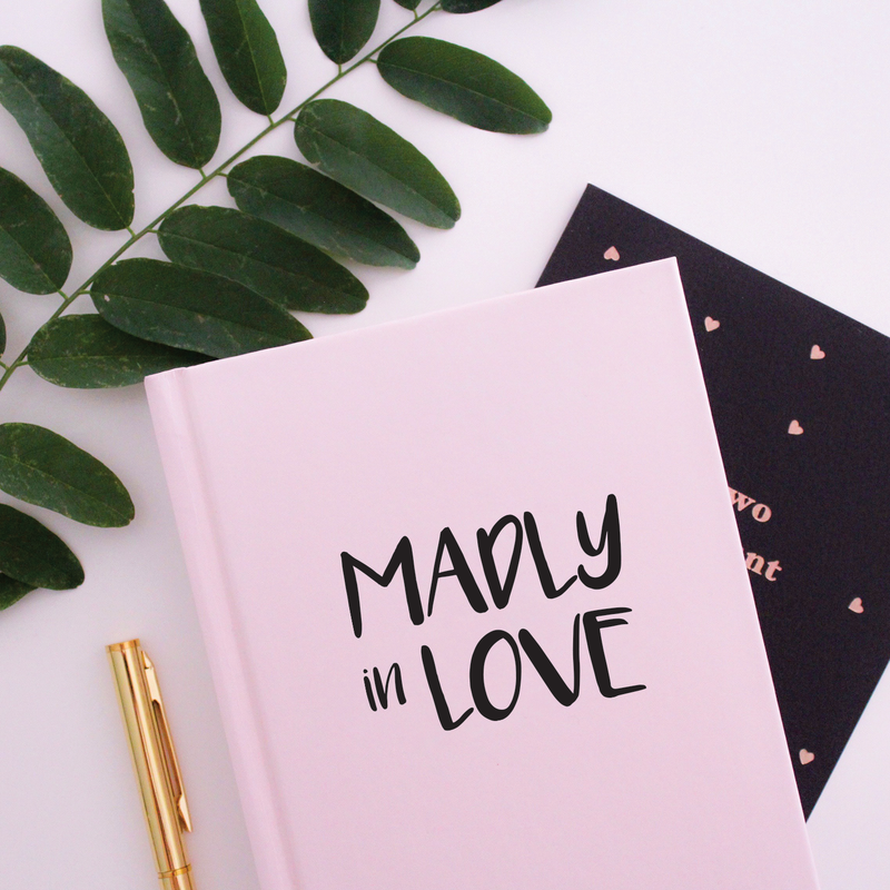 Vinyl Wall Art Decal - Madly In Love - 2.- Trendy Inspirational Couples Love Quote Sticker For Bedroom Coffee Cup Thermos Mug Laptop Computer Luggage Car Bumper Decor 2