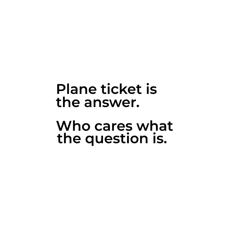 Vinyl Wall Art Decal - Plane Ticket Is The Answer Who Cares What The Question Is - 13. Trendy Funny Optimistic Travel Quote Bedroom Living Room Office Coffee Shop Agency Travelers Decor 1