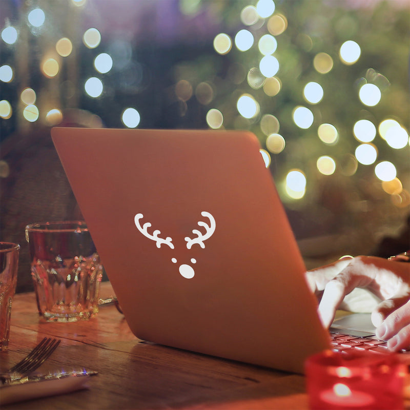 Vinyl Wall Art Decal - Little Reindeer Face - 3.4" x 4" - Modern Minimal Christmas Quote Sticker For Holiday Season Work Office School Notebook Laptop Book Window Classroom Lines Decor 2