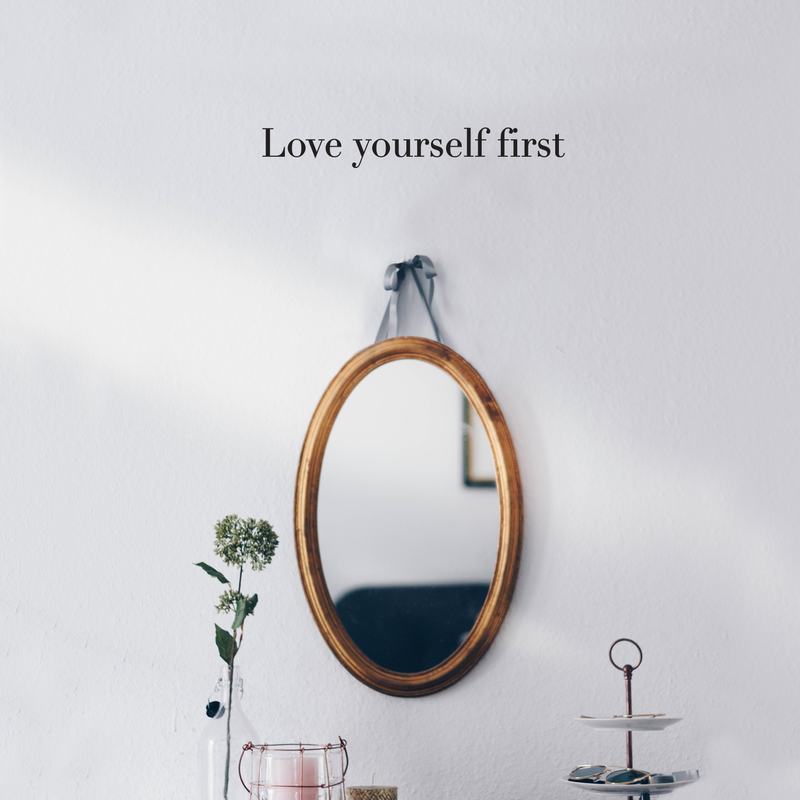 Vinyl Wall Art Decal - Love Yourself First - 2" x 15" - Motivational Cute Optimistic Self Esteem Mind Change Quote Sticker For Bedroom Living Room Closet Kid Room Playroom Gym Fitness Decor 3