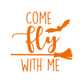 Vinyl Wall Art Decal - Come Fly With Me - 17" x 17.5" - Trendy Funny Scary Halloween Broom Design Sticker For Teens Bedroom Living Room Office School Classroom Store Door Window Spooky Decor 1