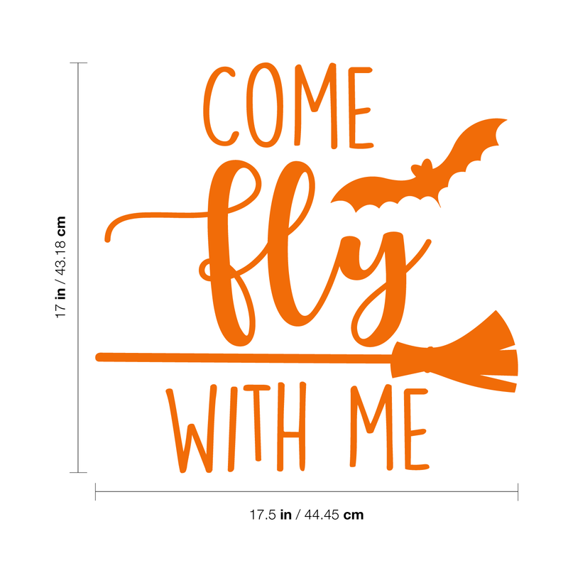 Vinyl Wall Art Decal - Come Fly With Me - 17" x 17.5" - Trendy Funny Scary Halloween Broom Design Sticker For Teens Bedroom Living Room Office School Classroom Store Door Window Spooky Decor 4