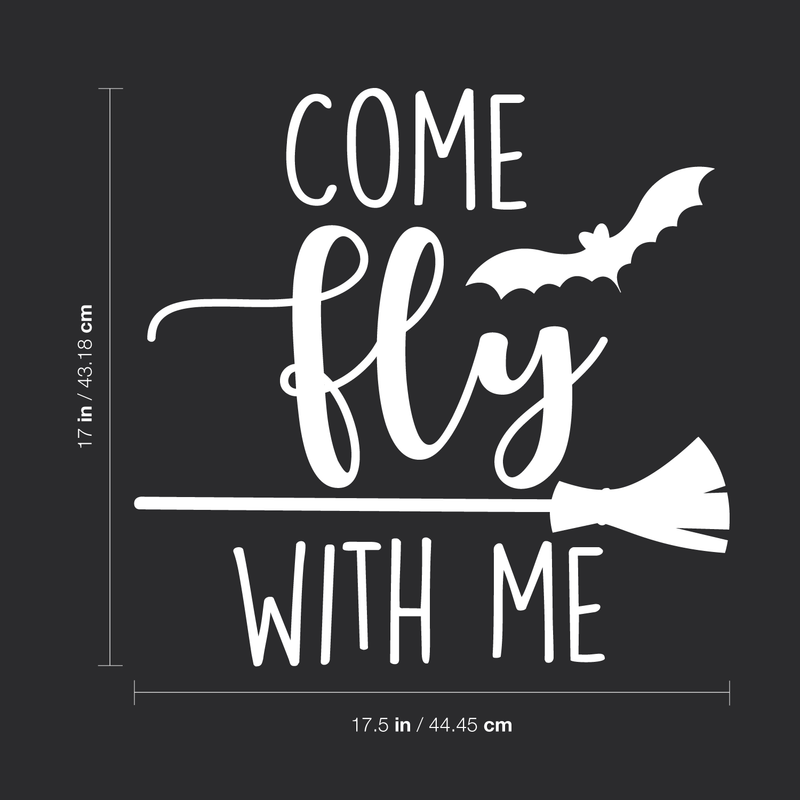 Vinyl Wall Art Decal - Come Fly With Me - 17" x 17.5" - Trendy Funny Scary Halloween Broom Design Sticker For Teens Bedroom Living Room Office School Classroom Store Door Window Spooky Decor 4