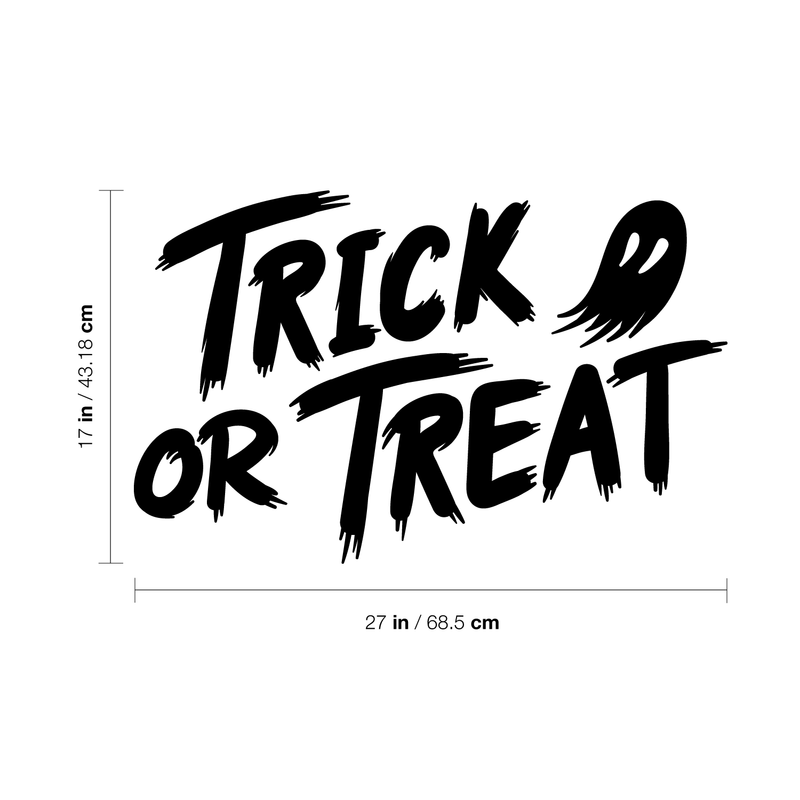 Vinyl Wall Art Decal - Trick Or Treat Ghost - Trendy Funny Scary Halloween Cute Ghost Design Sticker For Teens Bedroom Living Room Office School Classroom Store Door Window Spooky Decor 4