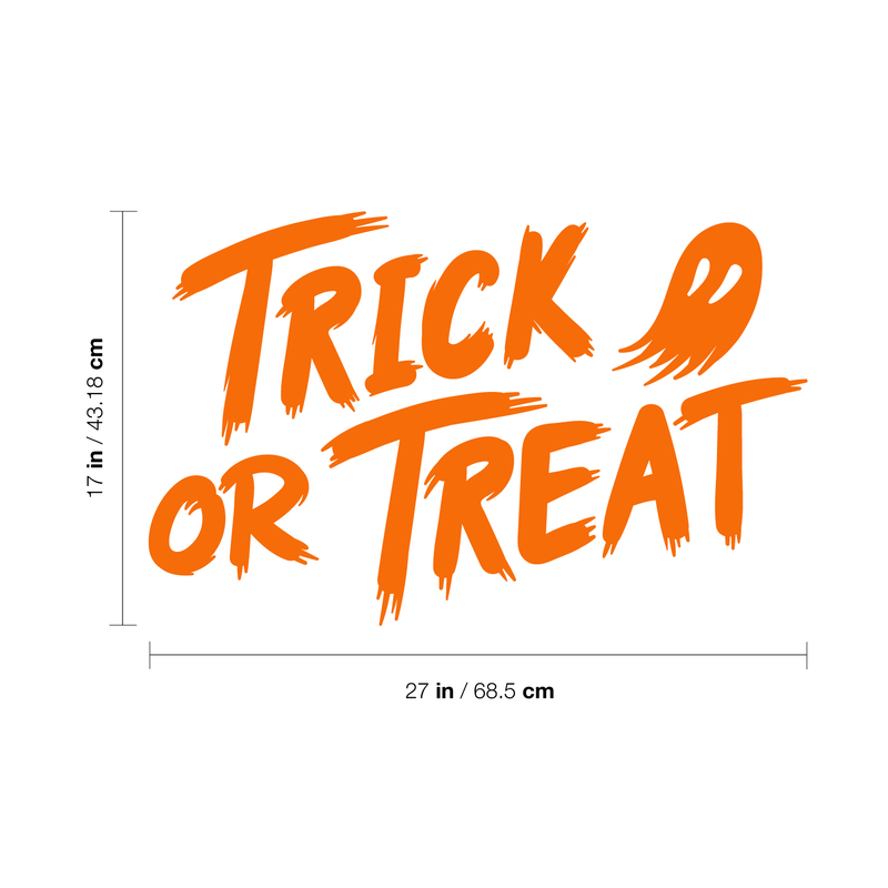 Vinyl Wall Art Decal - Trick Or Treat Ghost - 17" x 27" - Trendy Funny Scary Halloween Cute Ghost Design Sticker For Teens Bedroom Living Room Office School Classroom Store Door Window Spooky Decor 4