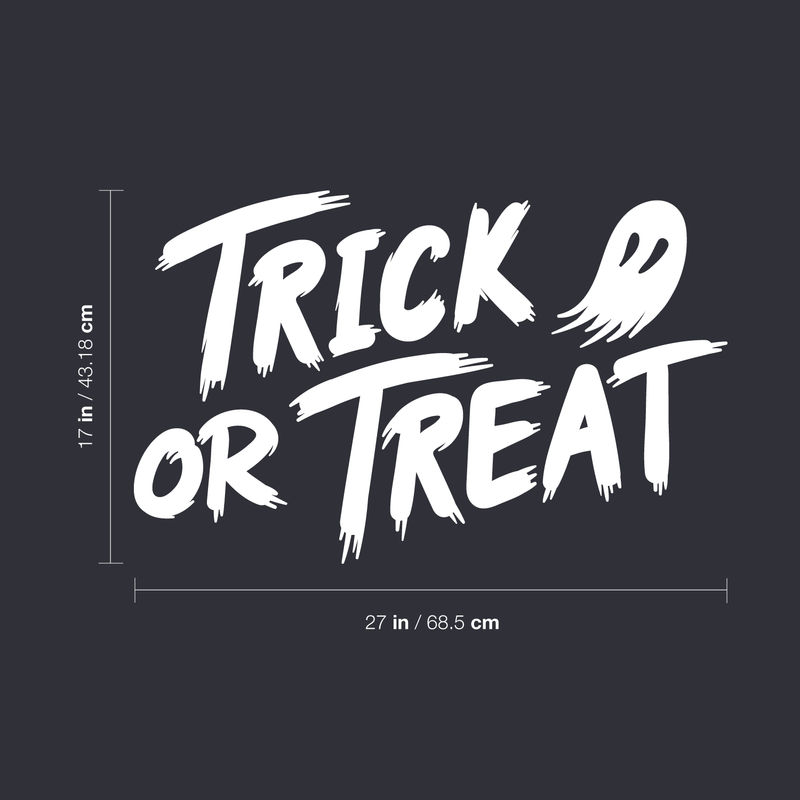 Vinyl Wall Art Decal - Trick Or Treat Ghost - 17" x 27" - Trendy Funny Scary Halloween Cute Ghost Design Sticker For Teens Bedroom Living Room Office School Classroom Store Door Window Spooky Decor 4