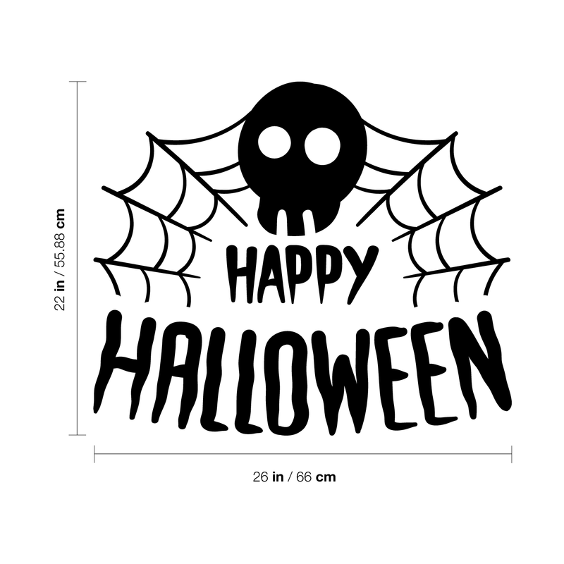 Vinyl Wall Art Decal - Happy Halloween Skull - Trendy Funny Scary Halloween Quote Sticker For Teens Bedroom Living Room Office School Classroom Store Door Window Coffee Shop Spooky Decor 4