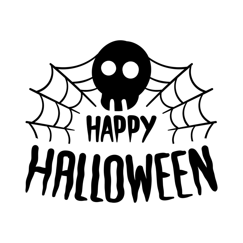 Vinyl Wall Art Decal - Happy Halloween Skull - 22" x 26" - Trendy Funny Scary Halloween Quote Sticker For Teens Bedroom Living Room Office School Classroom Store Door Window Coffee Shop Spooky Decor 1