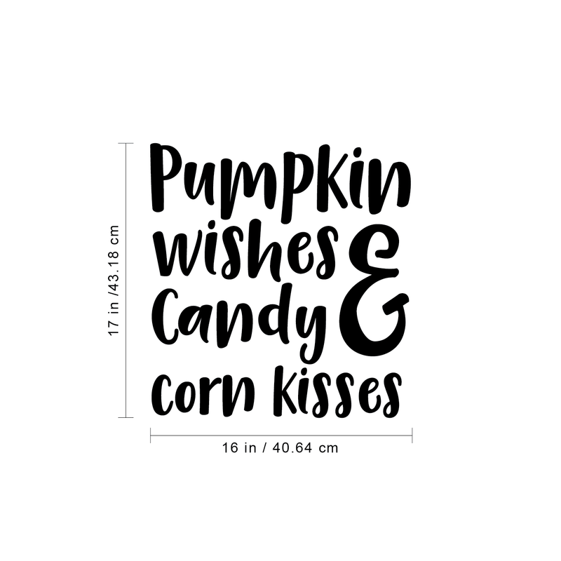 Vinyl Wall Art Decal - Pumpkin Wishes And Candy Corn Kisses - 17" x 16" - Funny Trendy Halloween Quote Sticker For Teens Bedroom Living Room Office School Classroom Store Door Window Spooky Decor 4