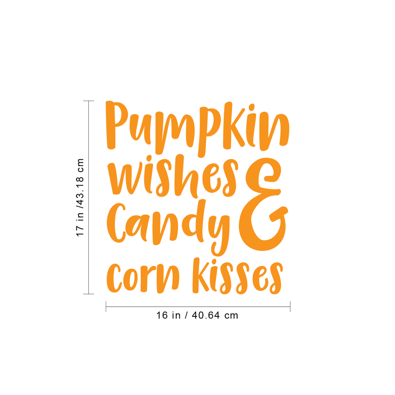 Vinyl Wall Art Decal - Pumpkin Wishes And Candy Corn Kisses - 17" x 16" - Funny Trendy Halloween Quote Sticker For Teens Bedroom Living Room Office School Classroom Store Door Window Spooky Decor 4