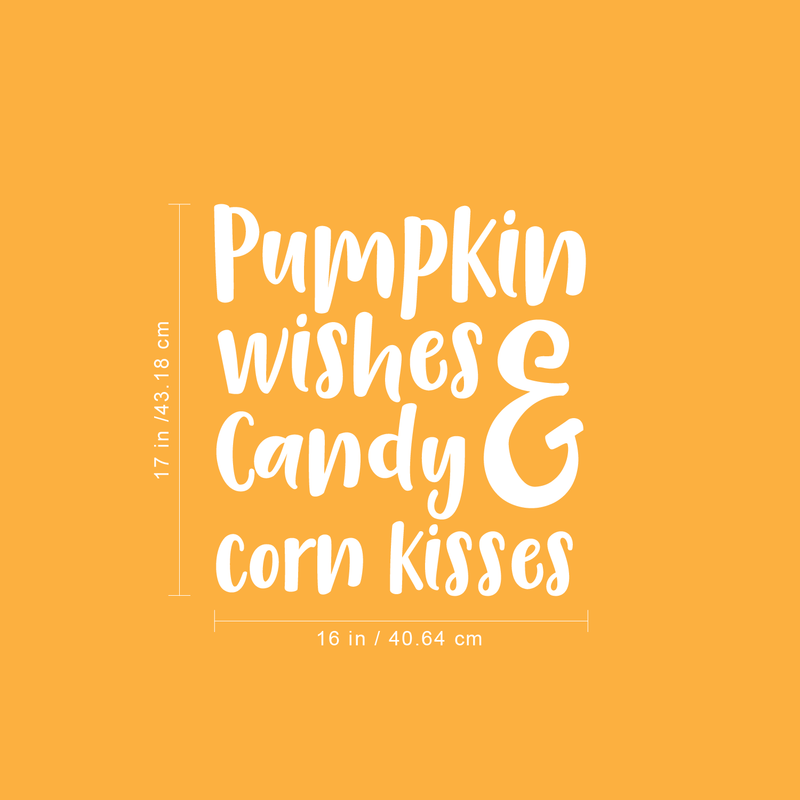 Vinyl Wall Art Decal - Pumpkin Wishes And Candy Corn Kisses - 17" x 16" - Funny Trendy Halloween Quote Sticker For Teens Bedroom Living Room Office School Classroom Store Door Window Spooky Decor 4