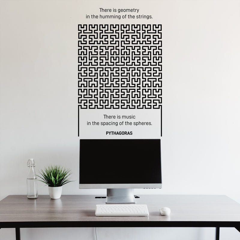 Vinyl Wall Art Decal - There Is Geometry In The Humming Of The Strings - - Modern Pythagoras Of Samos Quote For Home Living Room Bedroom Apartment Office Business Workplace Decor 3