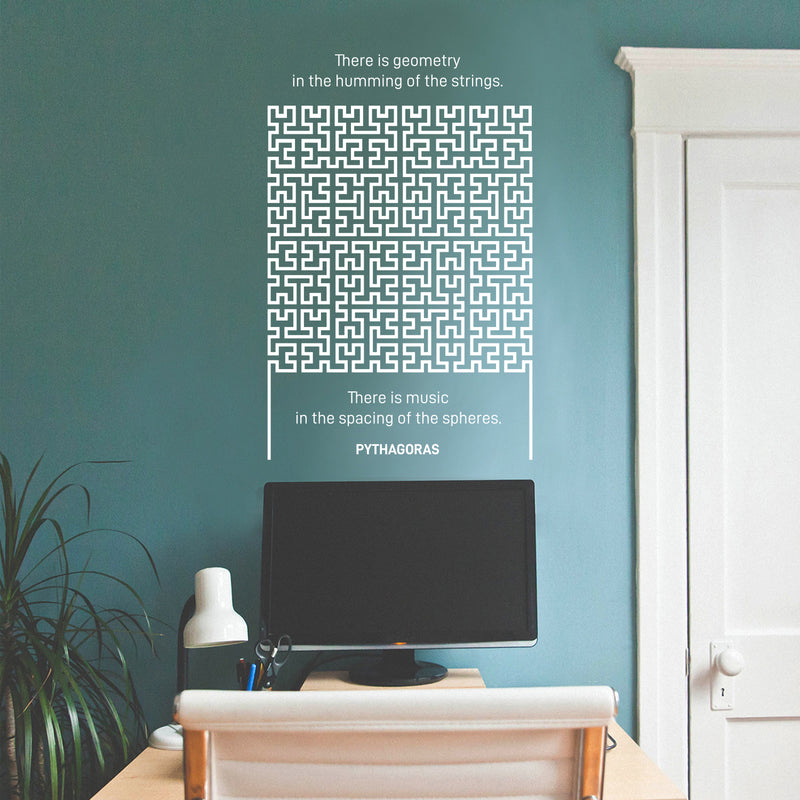 Vinyl Wall Art Decal - There Is Geometry In The Humming Of The Strings - 34" x 22.5" - Trendy Inspirational Math Quote Sticker For Home Kids Room Bedroom Playroom School Classroom Office Decor 3