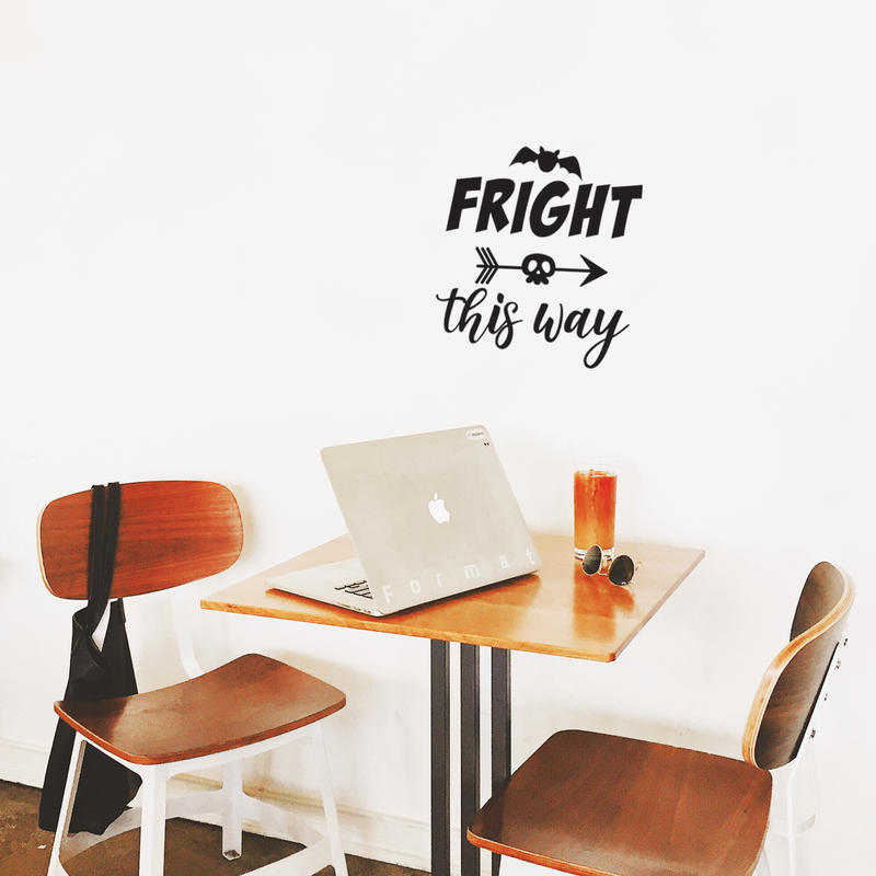 Vinyl Wall Art Decal - Fright This Way - 18. Funny Trendy Halloween Arrow Shape Sticker For Entry Way Hall Door Living Room Office School Classroom Store Window Spooky Decor 3