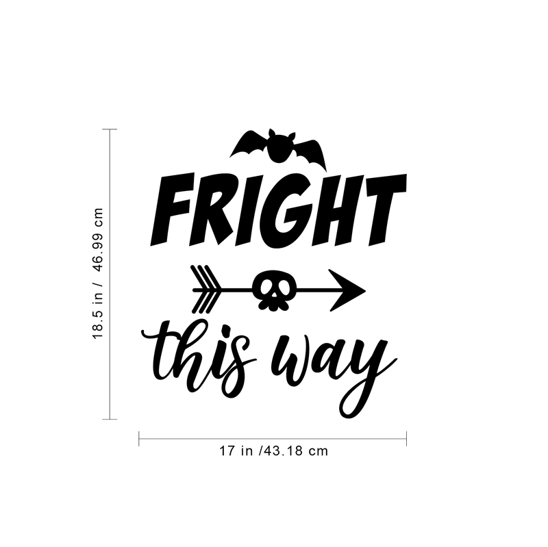 Vinyl Wall Art Decal - Fright This Way - 18. Funny Trendy Halloween Arrow Shape Sticker For Entry Way Hall Door Living Room Office School Classroom Store Window Spooky Decor 4