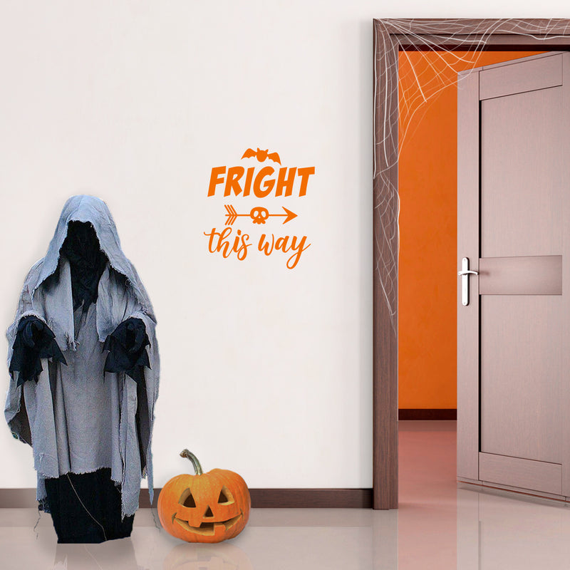 Vinyl Wall Art Decal - Fright This Way - 18. Funny Trendy Halloween Arrow Shape Sticker For Entry Way Hall Door Living Room Office School Classroom Store Window Spooky Decor 5