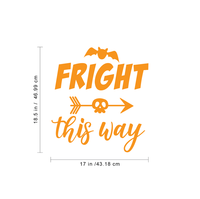 Vinyl Wall Art Decal - Fright This Way - 18.5" x 17" - Funny Trendy Halloween Arrow Shape Sticker For Entry Way Hall Door Living Room Office School Classroom Store Window Spooky Decor 4
