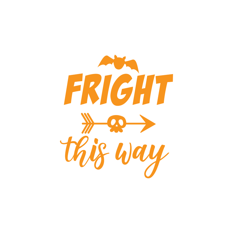 Vinyl Wall Art Decal - Fright This Way - 18.5" x 17" - Funny Trendy Halloween Arrow Shape Sticker For Entry Way Hall Door Living Room Office School Classroom Store Window Spooky Decor 1