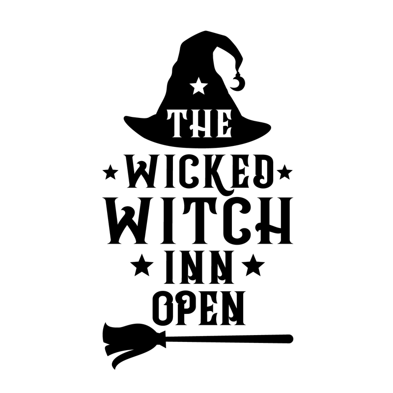 Vinyl Wall Art Decal - The Wicked Witch Inn Open - Trendy Funny Halloween Pumpkin Shape Quote Sticker For Entryway Dining Room Kitchen Restaurant Coffee Shop Store Window Spooky Decor 1