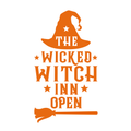 Vinyl Wall Art Decal - The Wicked Witch Inn Open - 17" x 22" - Trendy Funny Halloween Pumpkin Shape Quote Sticker For Entryway Dining Room Kitchen Restaurant Coffee Shop Store Window Spooky Decor 1