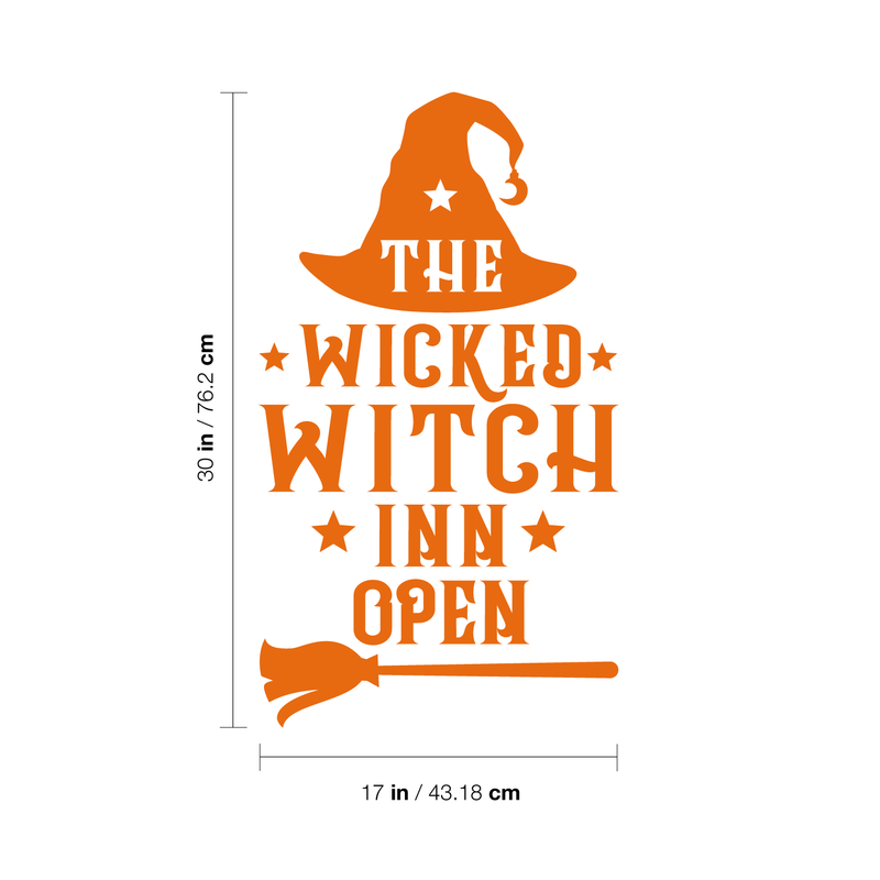 Vinyl Wall Art Decal - The Wicked Witch Inn Open - 17" x 22" - Trendy Funny Halloween Pumpkin Shape Quote Sticker For Entryway Dining Room Kitchen Restaurant Coffee Shop Store Window Spooky Decor 4