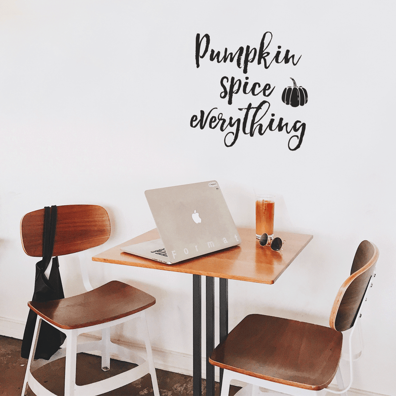 Vinyl Wall Art Decal - Pumpkin Spice Everything - Modern Funny Cute Halloween Season Cursive Quote Sticker For Entryway Living Room Coffee Shop Store Office Window Doors Spooky Decor 2