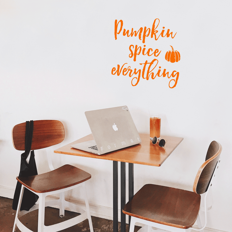 Vinyl Wall Art Decal - Pumpkin Spice Everything - 22" x 23" - Modern Funny Cute Halloween Season Cursive Quote Sticker For Entryway Living Room Coffee Shop Store Office Window Doors Spooky Decor 2