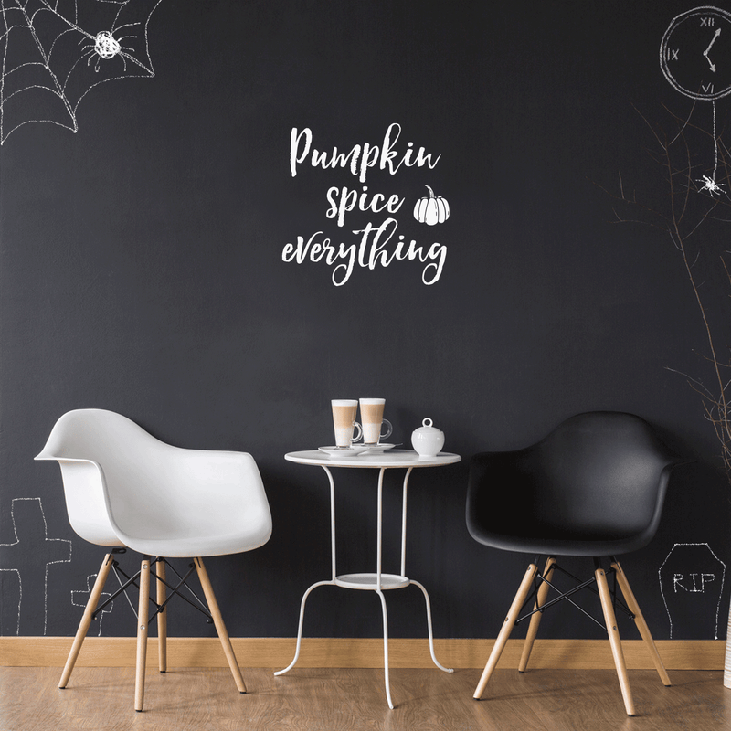 Vinyl Wall Art Decal - Pumpkin Spice Everything - 22" x 23" - Modern Funny Cute Halloween Season Cursive Quote Sticker For Entryway Living Room Coffee Shop Store Office Window Doors Spooky Decor 2