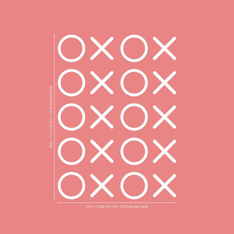 Set of 20 Vinyl Wall Art Decal - XOXO’s - 28" x 22" - Trendy Funny Tic Tac Toe Game Quote Sticker For Fun Home Office Teen Bedroom Living Room Kids Room Playroom Classroom Decor 4