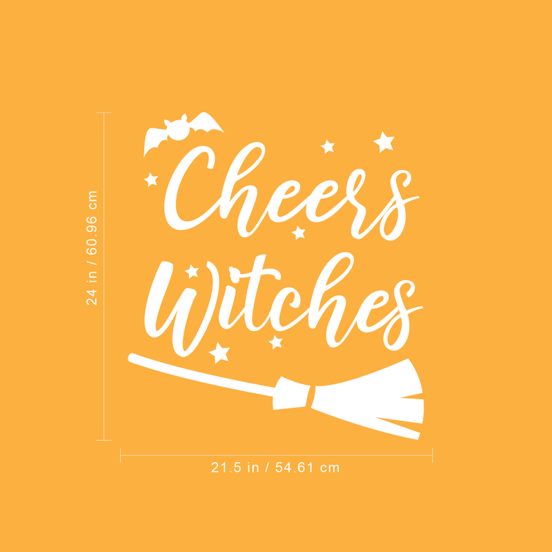 Vinyl Wall Art Decal - Cheers Witches - 24" x 21.5" - Trendy Cute Funny Halloween Season Quote Sticker For Living Room Entryway Office Kitchen Dining Room Spooky Decor 4