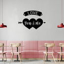Vinyl Wall Art Decal - Love You and Me - Trendy Cute Artistic Design Love Hearts Arrow Shape For Home Storefront Coffee Shop Couples Valentine's Day Decor Sticker 2