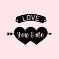 Vinyl Wall Art Decal - Love You and Me - Trendy Cute Artistic Design Love Hearts Arrow Shape For Home Storefront Coffee Shop Couples Valentine's Day Decor Sticker 1