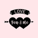 Vinyl Wall Art Decal - Love You and Me - 20" x 30" - Trendy Cute Artistic Design Love Hearts Arrow Shape For Home Storefront Coffee Shop Couples Valentine's Day Decor Sticker 1