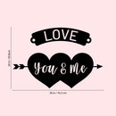 Vinyl Wall Art Decal - Love You and Me - 20" x 30" - Trendy Cute Artistic Design Love Hearts Arrow Shape For Home Storefront Coffee Shop Couples Valentine's Day Decor Sticker 4