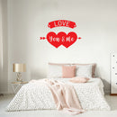 Vinyl Wall Art Decal - Love You and Me - 20" x 30" - Trendy Cute Artistic Design Love Hearts Arrow Shape For Home Storefront Coffee Shop Couples Valentine's Day Decor Sticker 3
