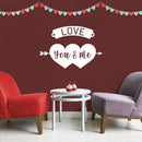 Vinyl Wall Art Decal - Love You and Me - 20" x 30" - Trendy Cute Artistic Design Love Hearts Arrow Shape For Home Storefront Coffee Shop Couples Valentine's Day Decor Sticker 2