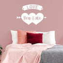 Vinyl Wall Art Decal - Love You and Me - 20" x 30" - Trendy Cute Artistic Design Love Hearts Arrow Shape For Home Storefront Coffee Shop Couples Valentine's Day Decor Sticker 3