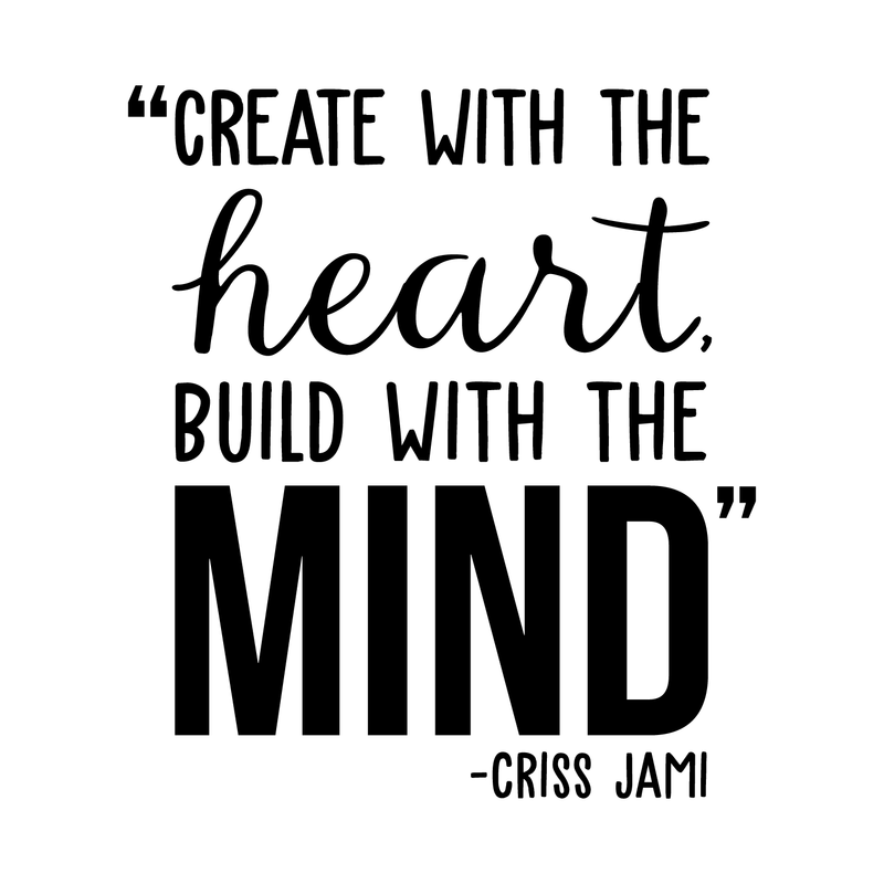 Vinyl Wall Art Decal - Create With The Heart Build With The Mind - 25" x 22" - Modern Artistic Cute Inspirational Quote Sticker For Bedroom Living Room Playroom Office Work Classroom School Decor 1