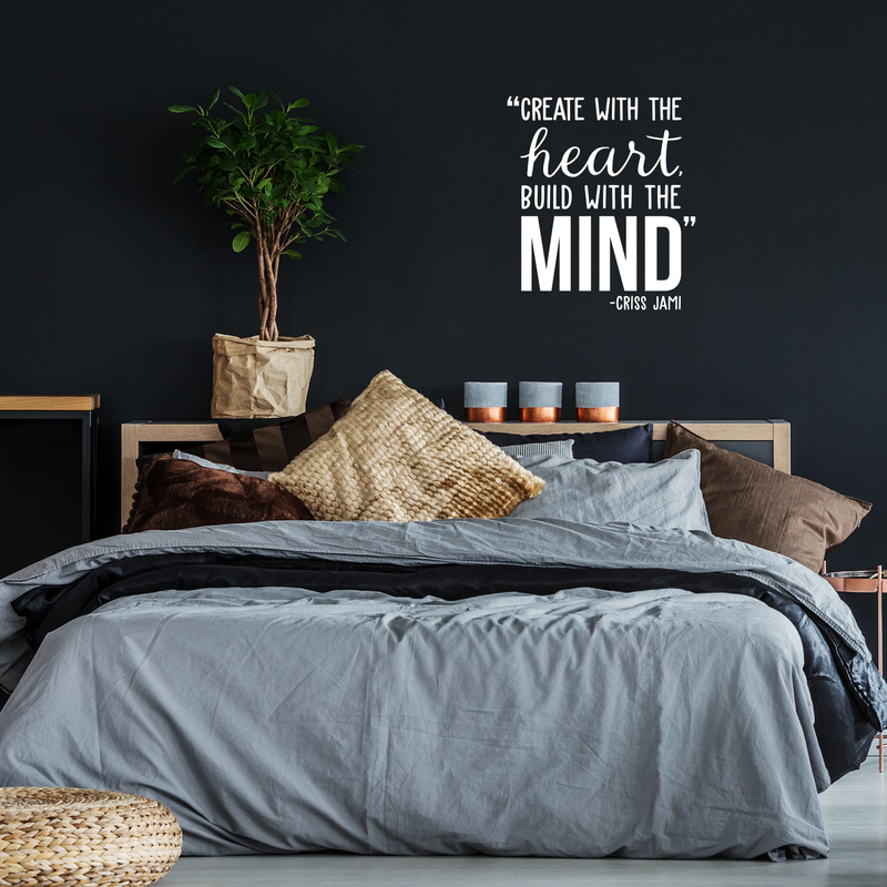 Vinyl Wall Art Decal - Create With The Heart Build With The Mind - 25" x 22" - Modern Artistic Cute Inspirational Quote Sticker For Bedroom Living Room Playroom Office Work Classroom School Decor 2