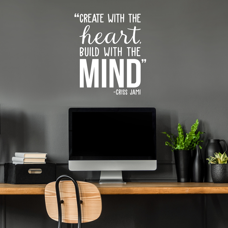 Vinyl Wall Art Decal - Create With The Heart Build With The Mind - 25" x 22" - Modern Artistic Cute Inspirational Quote Sticker For Bedroom Living Room Playroom Office Work Classroom School Decor 3